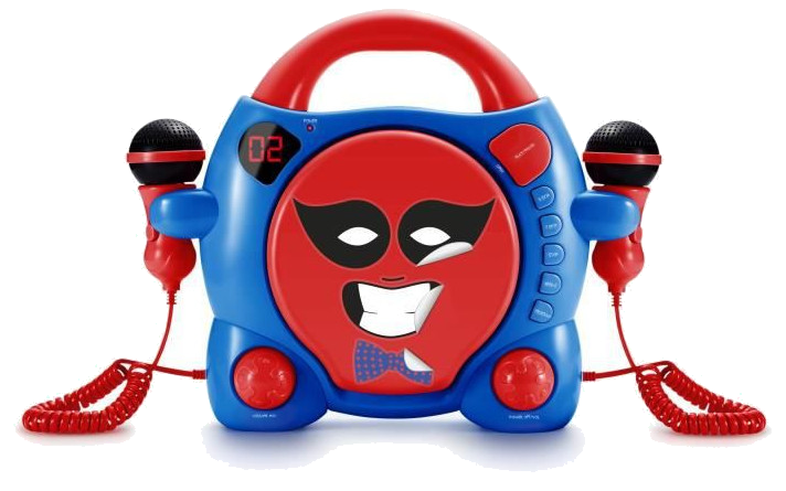 KIDS BIGBEN CD59BOYSSTICK Lecteur CD My Billy + 2 micros - 4 pages d'autocollants - Bleu et Rouge