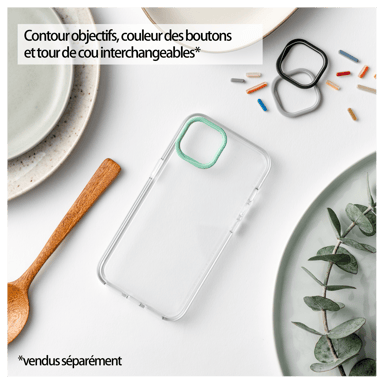 RHINOSHIELD Crystal Clear Compatible avec [iPhone 12/12 Pro] Résiste au jaunissement, Haute Transparence, Coque de Protection Personnalisable Clear - Contour objectifs Photo Noir