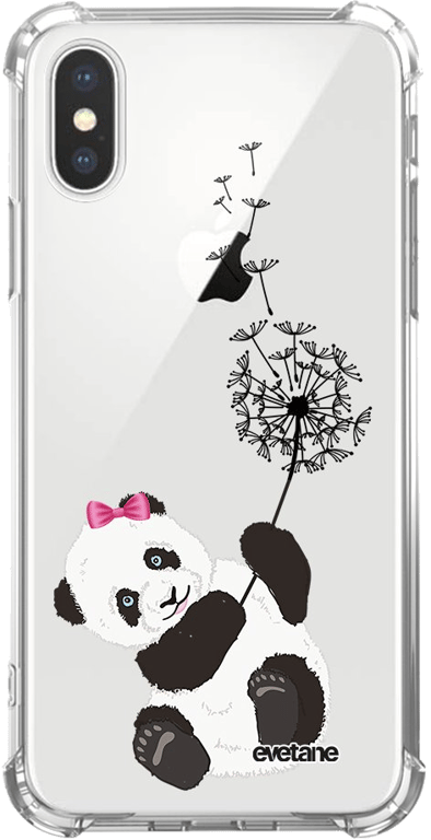 Evetane Coque Apple iPhone XlXs anti-choc souple angles renforcés transparente Motif Panda Pissenlit