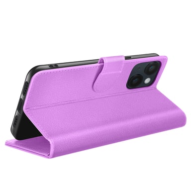 Zanaé Funda tipo cartera para iPhone 14 Plus con soporte y lengüeta magnética Violeta