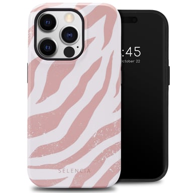 Selencia Coque arrière Vivid pour Apple iPhone 14 Pro - Colorful Zebra Old Pink