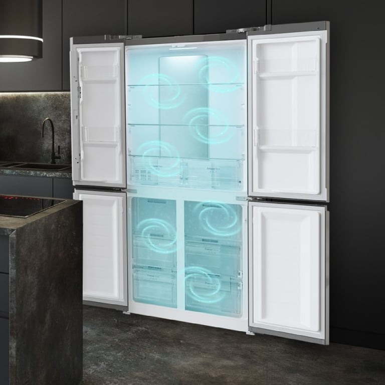 Cecotec Refrigerateur Congelateur 4 Portes Française Bolero CoolMarket 4D 436 Glass E. Réfrigérateur Total No Frost MultiAirFlow mode Vacances alarmes et Metal Cooling - vue 3