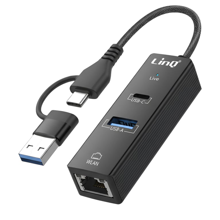 Hub USB USB C 3 en 1 avec USB 2.0 / USB C Power Delivery / Ethernet RJ45 Neuf