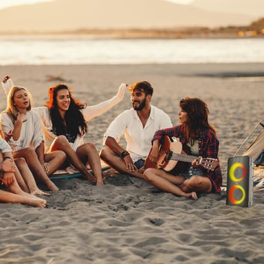 KODAK PRPS-1775 Enceinte Bluetooth Party portable 20W RMS, double woofer 4'', micro karaoké inclus, TWS stéréo, LED RGB, radio FM, USB/TF/AUX, batterie 3000 mAh, portée 10 m