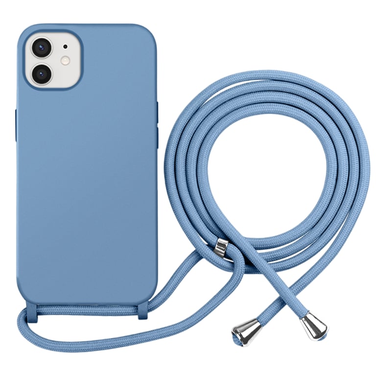Coque pour iPhone 12 / 12 Pro en TPU Premium Color Lace avec Cordon Tour de Cou Bleu