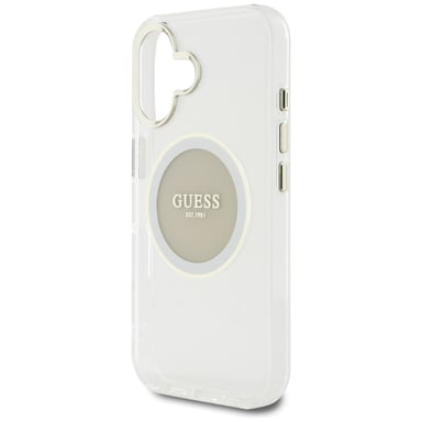 Étui Guess IML Metal Colored Circle Classic Logo MagSafe pour iPhone 16 gris
