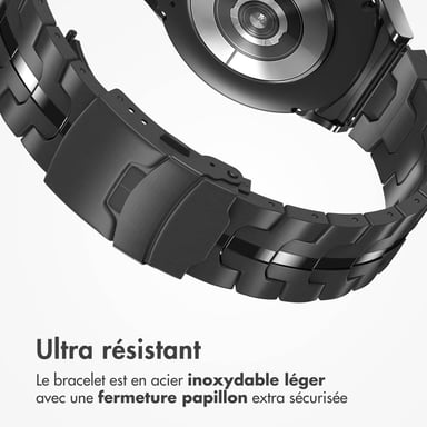 Accezz Bracelet Steel pour Samsung Galaxy Watch 4 / 5 / 6 / 7 / FE (20 mm) - Noir