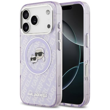 Karl Lagerfeld IML Glitter Karl & Choupette Heads Logo Custodia MagSafe per iPhone 17 Pro Max viola