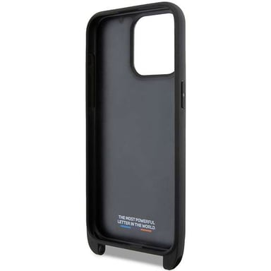 Étui BMW pour iPhone 15 Pro 6.1'' noir étui rigide M Edition Carbon Tricolor Lines & Strap
