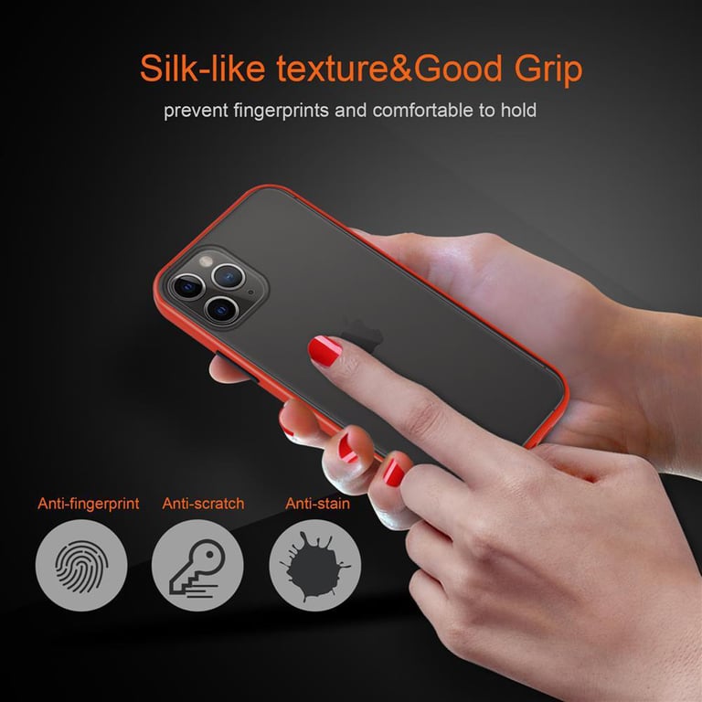 Coque pour Apple iPhone 11 PRO MAX en Rouge Givré - Touches Noires Housse de protection Étui hybride avec intérieur en silicone TPU et dos en plastique mat