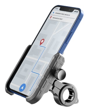 Cellularline Rider Steel - Support universale per smartphone in alluminio per manubrio