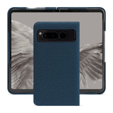 Coque cuir Google Pixel Fold -  - Bleu - Cuir grainé