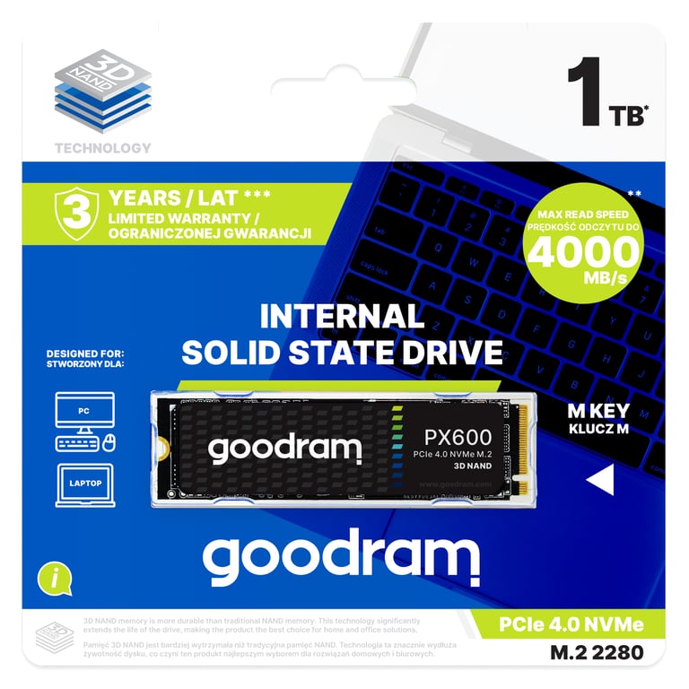 Goodram Ssdpr px600 2k0 80 Disque Ssd .2 Pci Express 4.0 3d Nan - vue 4