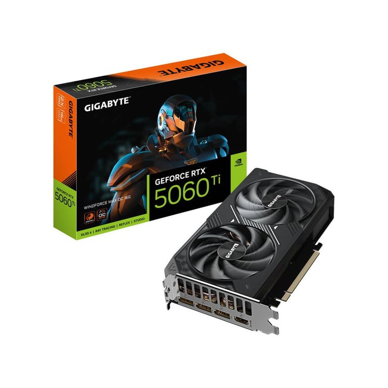 GIGABYTE GeForce RTX 5060 Ti WINDFORCE 8G Carte Graphique – 8 Go GDDR7 128 bits PCI E 5.0 2572 MHz Fréquence du processeur 3 x DisplayPort 1 x HDMI GV N506TWF2 8GD Neuf