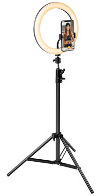 BigBen Connected Influence XL Kit de Anillo de Luz Blanco de 26cm con Trípode de 1,6m Negro