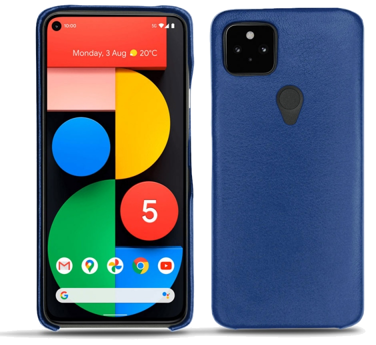 Coque cuir Google Pixel 5 - Coque arrièreBleu