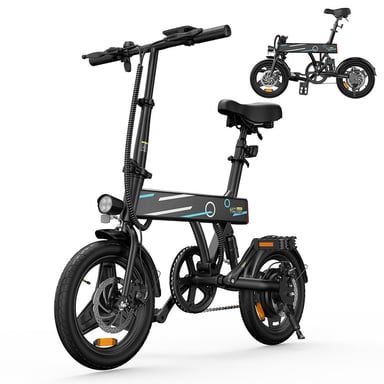 Bici elettrica per adulti motore da 350 W 25 km/h pieghevole ebike, 14'' biciclette elettriche per adulti batteria da 7,8 Ah autonomia 30-40 km, eBike per adulti e adolescenti-nero