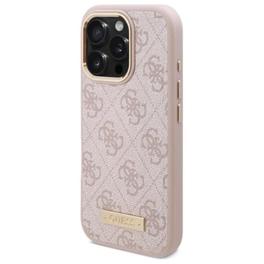 Custodia Guess per iPhone 16 Pro Max 6,9'' rosa Custodia rigida 4G Logo Piastra MagSafe