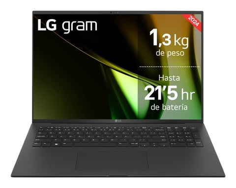 LG Gram 17Z90S Intel Core Ultra 7 155H Ordinateur portable 43,2 cm (17'') WQXGA 16 Go LPDDR5-SDRAM 512 Go SSD Wi-Fi 6E (802.11ax) Windows 11 Home Espagnole Noir