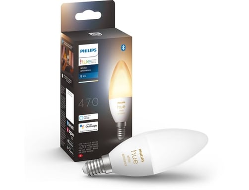 PHILIPS Hue White Ambiance - Lampadina LED connessa a fiamma E14 - 6W - Compatibile con Bluetooth