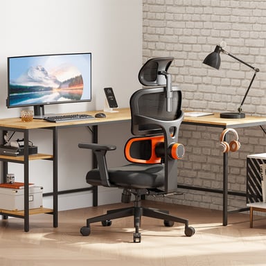 NEWTRAL Chaise Standard NT001 avec soutien lombaire adaptatif, chaise ergonomique, accoudoirs et appuie-tête réglables, base en nylon