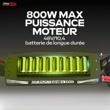 Trottinette électrique adulte UrbanGlide eCross One Bleu – Autonomie 50 km, vitesse 25 km/h, suspensions avant et arrière doubles