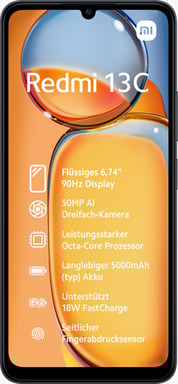 Redmi 13C (4G) 4 Go 128 Go, Noir, Débloqué