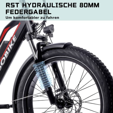 Bici Elettrica per Adulti JOBOBIKE Robin 26'' Motore Bafang 250W 48V13AH