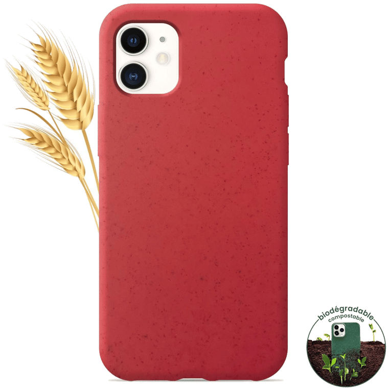 Coque silicone unie compatible Biodégradable Rouge Apple iPhone 11