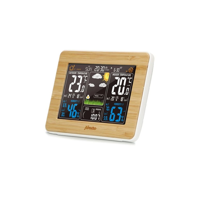 NEDIS Alecto WS 1560 Station météo 3 en 1 avec capteur extérieur sans fil 100 Cadre bambou écran LCD 5 7 Neuf - vue 10