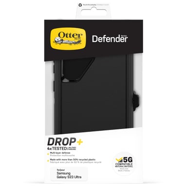 Custodia OtterBox Defender per Galaxy S23 Ultra, guscio protettivo antiurto, a prova di caduta, ultra robusto, resiste a 4 volte più cadute rispetto allo standard militare, Nero Samsung Galaxy S23 Ultra