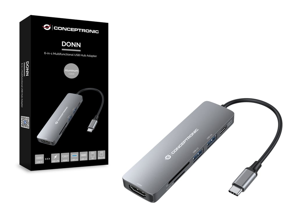 Conceptronic DONN02G station d'accueil USB 3.2 Gen 1 3.1 Gen 1 Type C Aluminium Neuf - vue 2