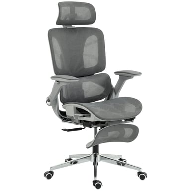 Roline Chaise Bureau Ergonomique Maille Gris avec Accoudoirs 4D
