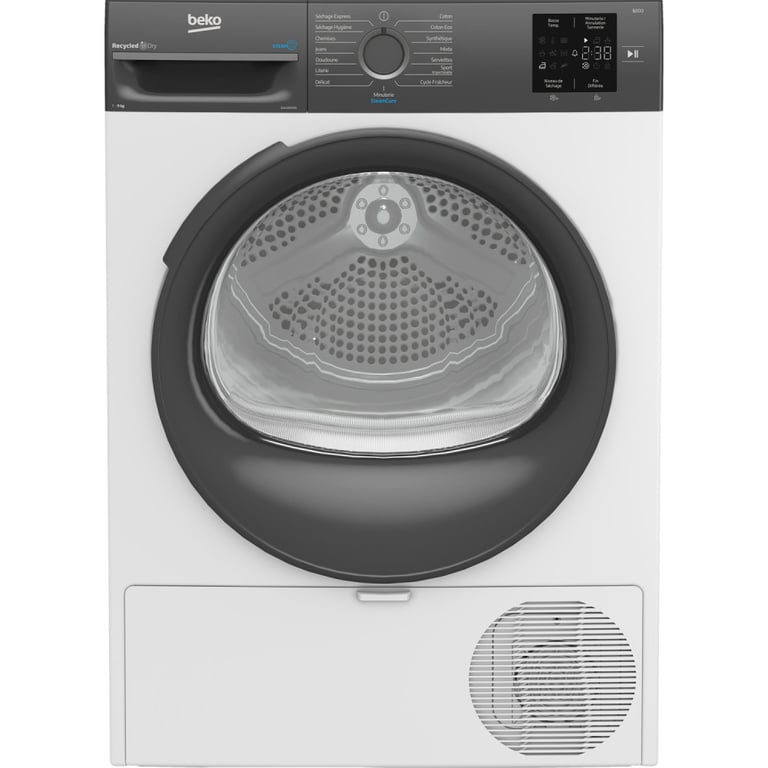 Sèche-linge Beko D3H29D93S 9 kg pompe à chaleur 15 programmes SteamCure LED 110 L Blanc/Gris - Neuf