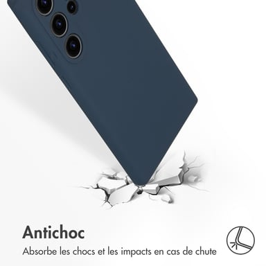 Accezz Coque Liquid Silicone pour Samsung Galaxy S24 Ultra - Bleu foncé