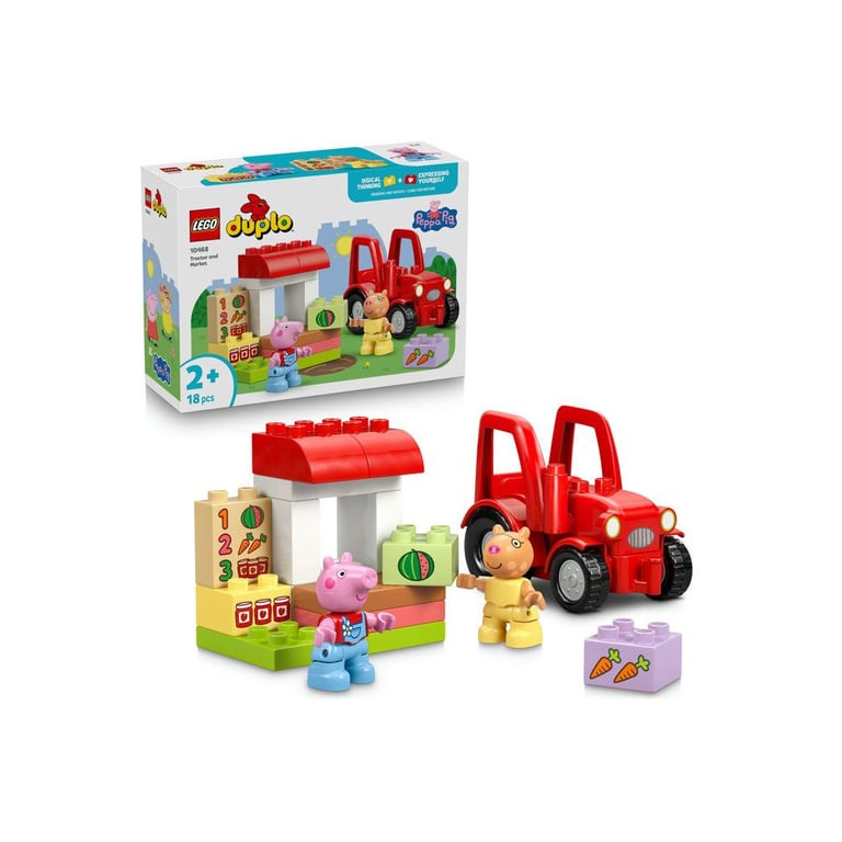 Set de construction DUPLO LEGO Peppa Pig Tracteur et Marché 18 pièces Rouge - Neuf
