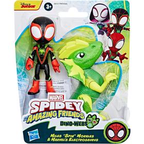 Figurines Spidey and His Amazing Friends Dino Webs Miles Spin Morales et Marvel s Electrosaurus - Neuf