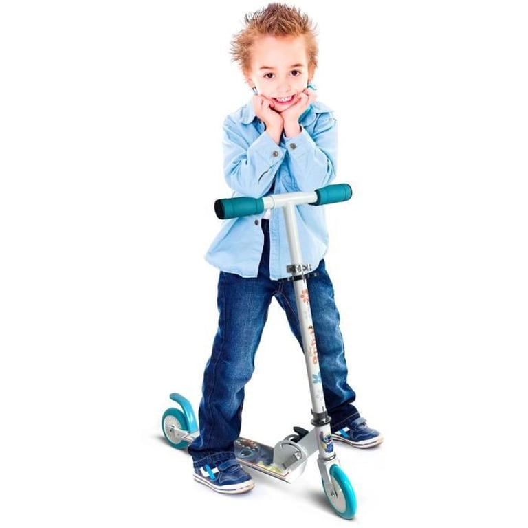 Trottinette pliable enfant DISNEY STITCH Mécanisme sécurisé guidon réglable frein au pied plateau alu antidérapant ABEC 5 roues 120 mm Blanc - Neuf