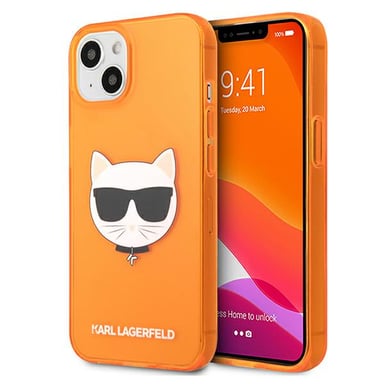 Funda Karl Lagerfeld para iPhone 13 mini 5.4'' Naranja Glitter Choupette Fluo