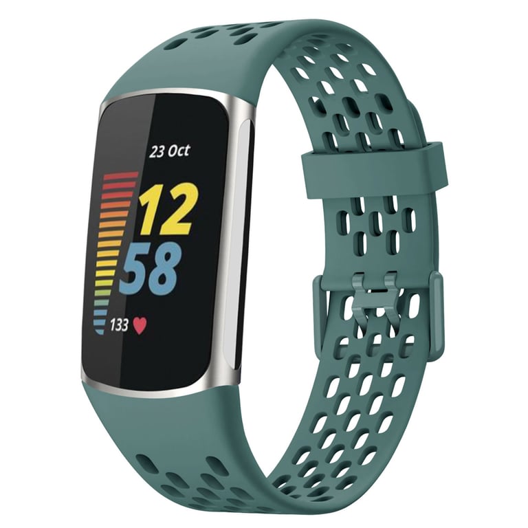 imoshion Bracelet de sport en silicone avec trous pour Fitbit Charge 5 / Charge 6 - Vert - Neuf