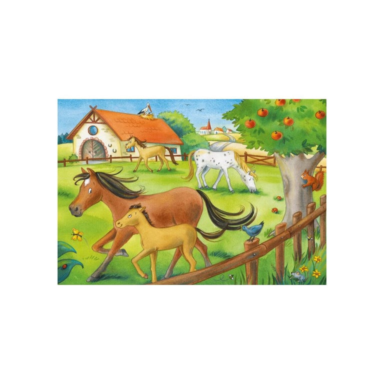 Puzzle enfant Ravensburger 5178 2x12 pièces Vacances à la ferme avec posters - Neuf