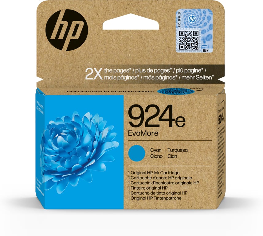 HP Modèle du produit : 924e Evomore 4K0U7NE Cyan Ink Crtg - Neuf