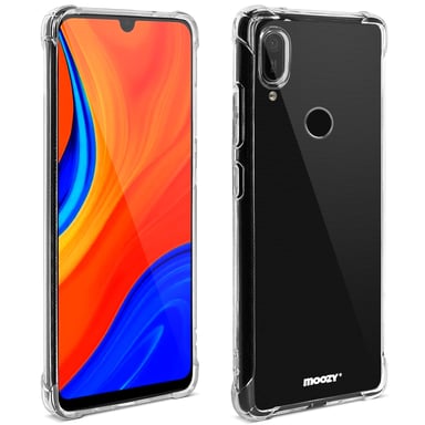 Moozy Coque en silicone anti-choc pour Huawei Y6 2019 - Coque de téléphone transparente et transparente en TPU souple