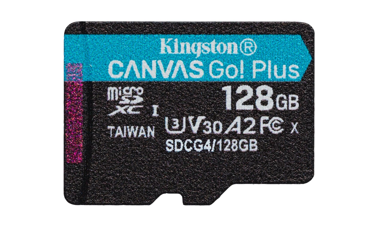 Kingston Technology Carte microSDXC Canvas Go Plus Gen4 200R A2 U3 de 128 Go, pack unique sans ADP - Neuf