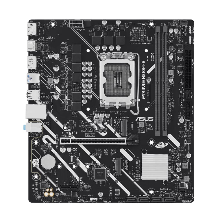 ASUS PRIME H810M E CSM Carte mère micro ATX Socket LGA1851 H810 Chipset USB C 3.2 Gen 1 USB 3.2 Gen 1 Gigabit LAN carte graphique embarquée unité centrale requise audio HD 8... - vue 3