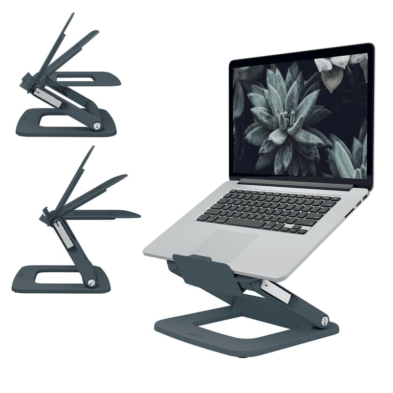 LEITZ Support pour Ordinateur Portable 13" à 15" avec Hauteur & Angle Réglables et 6 Pré réglages Format Compact 80% Plastique Recyclé & 100% Recyclable Gamme Ergo Coloris 64240089 - vue 3