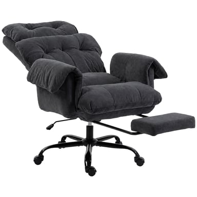 Roline Fauteuil de Bureau Ergonomique Tissu Gris avec Repose-Pieds