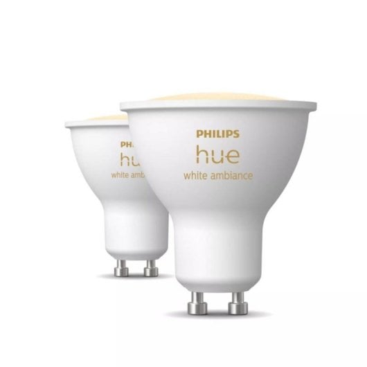 Spot LED GU10 Philips Hue Hue White ambiance 400 lm 2200–6500 K Pack de 2 Blanc - Neuf