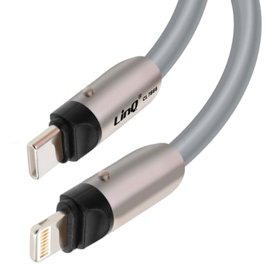 Tour de Cou 2 en 1 avec Câble USB-C vers Lightning Longueur 1.2m Gris