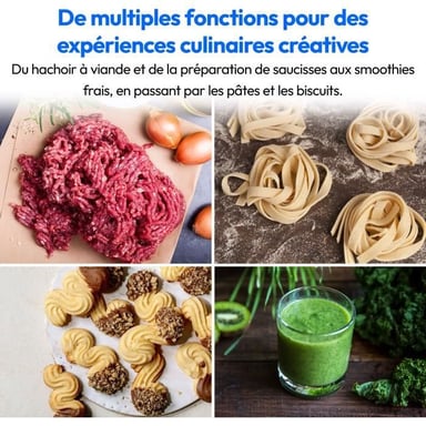 Robot de cocina 3 en 1 - MD18430 - 1200 W - 5 L - 8 velocidades - Función picadora - Negro